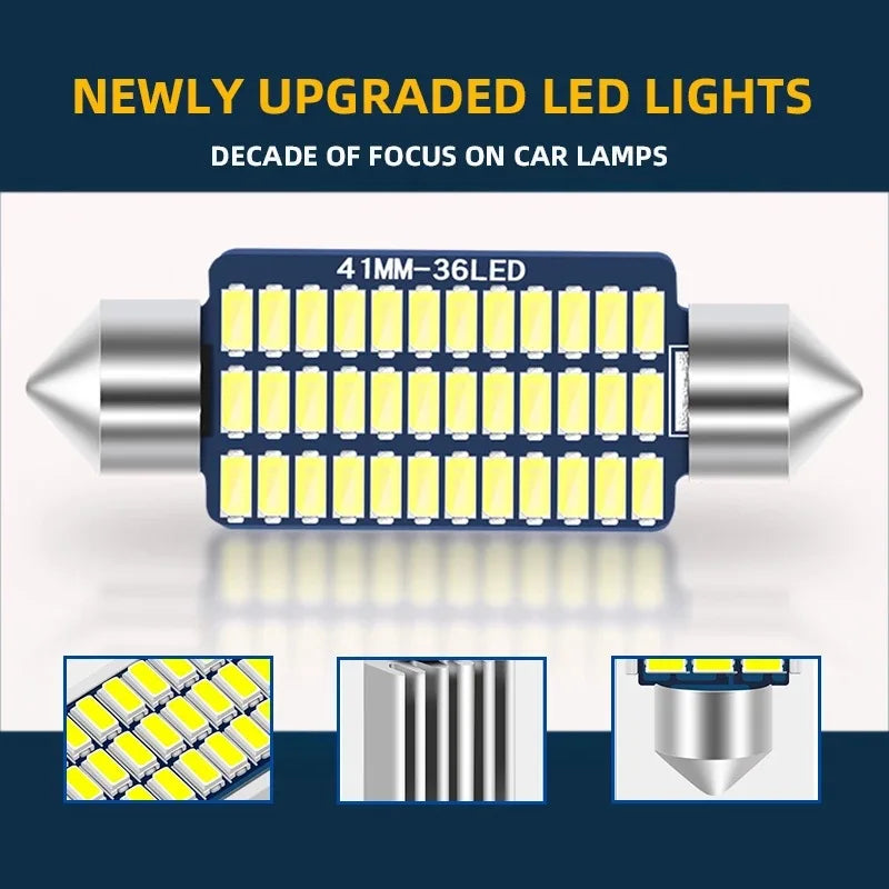 2pcs C5W C10W Car LED Dome Light 31mm 36mm 39mm 41 12V White Ice Blue Bulbs For Cars License Plate Interior Reading Light