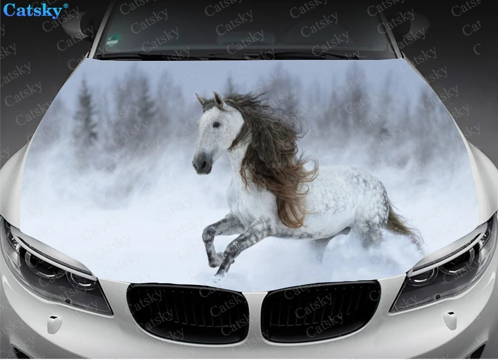 Animal - Horse Art Print Car Hood Vinyl Stickers Wrap Vinyl Film Engine Cover Decals Sticker on Car Auto Accessories