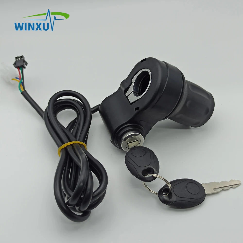 E-bike Throttle Accelerator Hall 5V half Turn Handle with Electric Door Lock Key for Electric Bike Scooter Repair Accessories