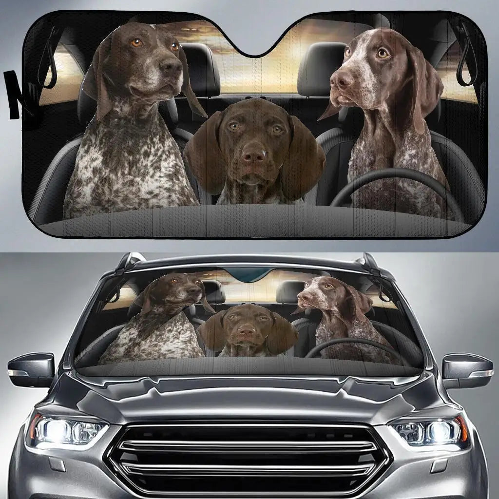 Driving Three Cat Dog Animals Car Auto Sunshades Heat Resistant, UV Resistant Car Auto Sunshades