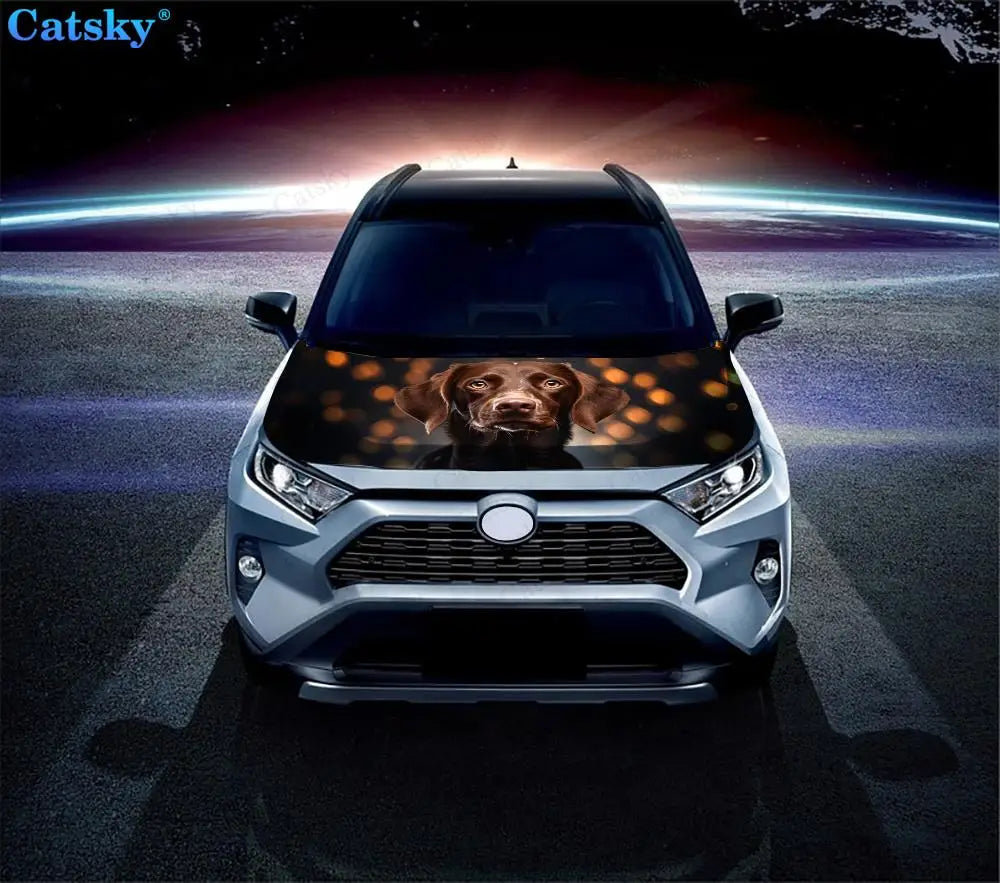 Chocolate Labrador Animal Dog Car Hood Vinyl Stickers Wrap Vinyl Film Engine Cover Decals Sticker on Car Auto Accessories
