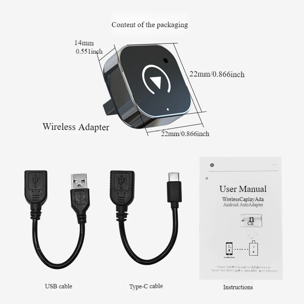 2 in 1 Wireless CarPlay Android Auto Adapter Smart Box Convert Wired To Wireless Smart USB Dongle Auto Connect for Factory Wired