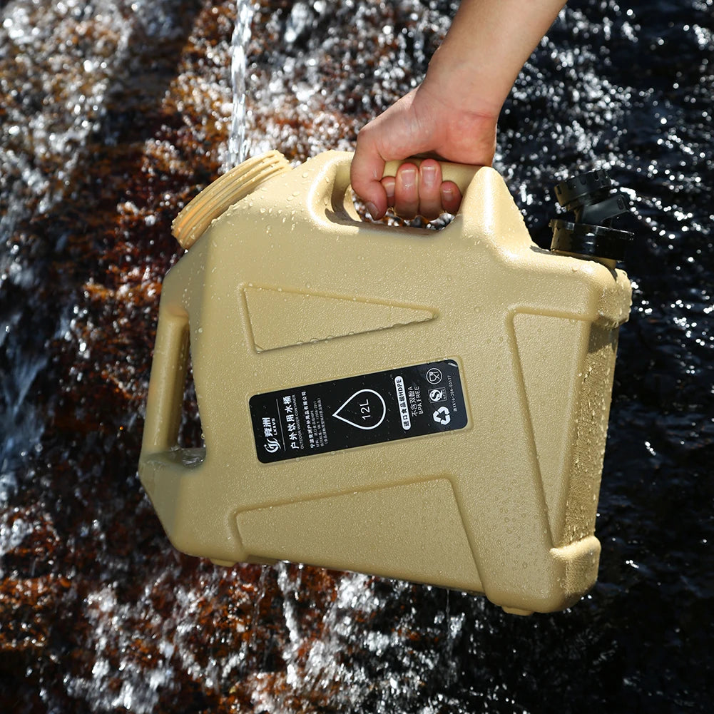 12L Camping Water Container Large Capacity Outdoor Water Bucket Portable Car Water Tank with Faucet for Camping Cooking Picnic