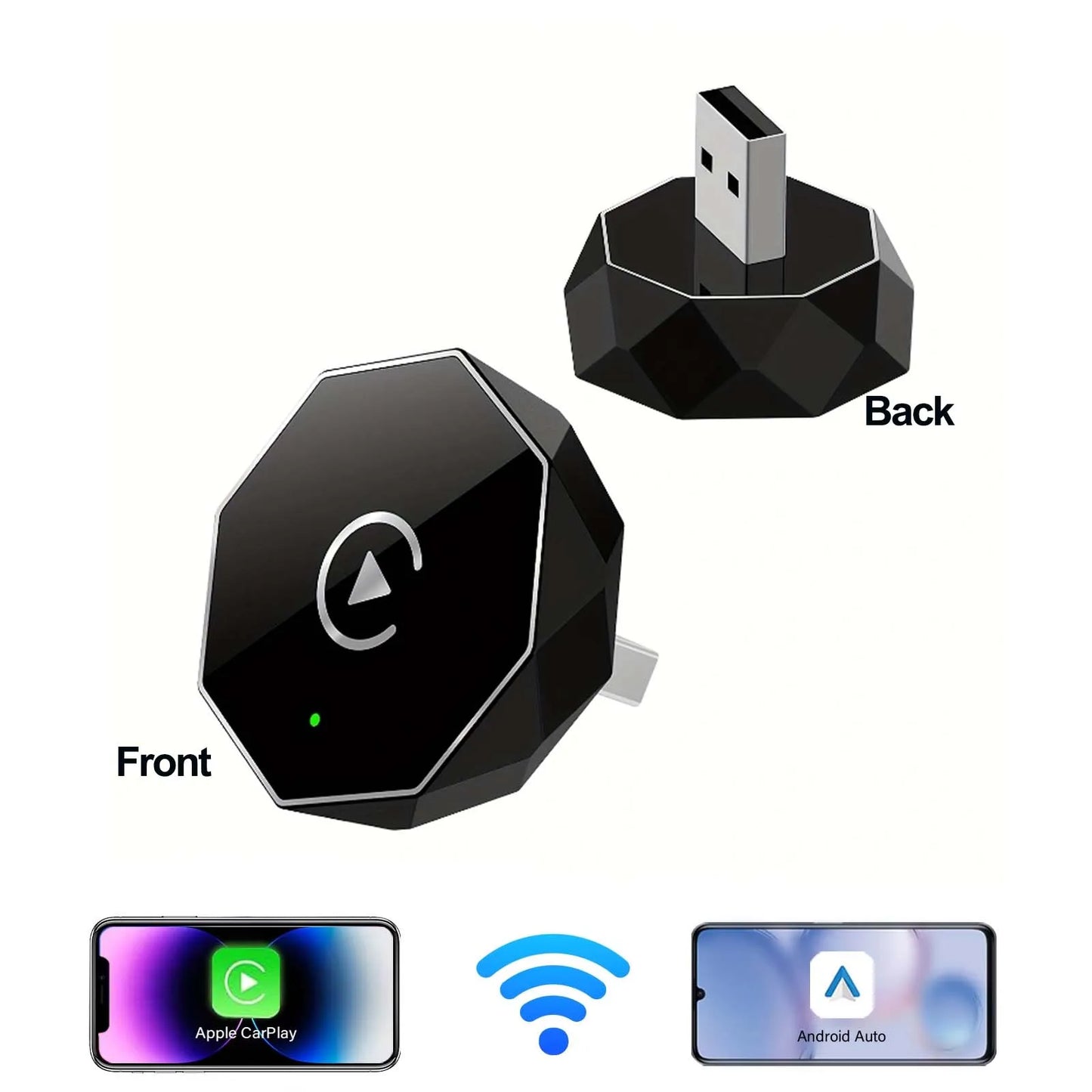 Car AI Box Carplay Android Auto Wireless Adapter 2 In 1 Mini Box Wireless Adapter Plug And Play 2.4-5.8GHz WiFi Bluetooth