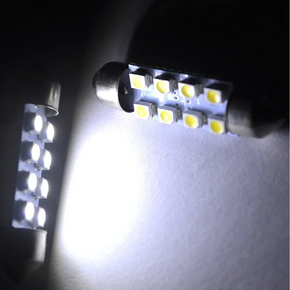 2Pcs Interior Reading Light T10 31mm 39mm 41mm DC12V White 3528 8SMD LED Top Door Dome Light Reading Lights Interior Lighting