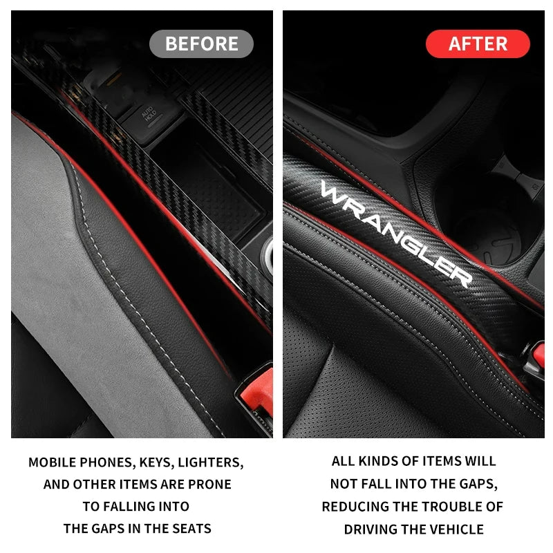 Carbon Fiber Car Interior Seat Gap Plug Filler Pad For Jeep Wrangler JK JL TJ YJ Accessories
