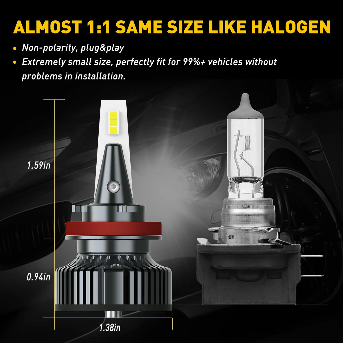 AUXITO 2Pcs H11B Turbo LED Head Lights High Power 80W 16000LM H4 HB2 LED Headlight Bulbs 9005 9006 9012 HIR2 H11 H7 LED Headlamp