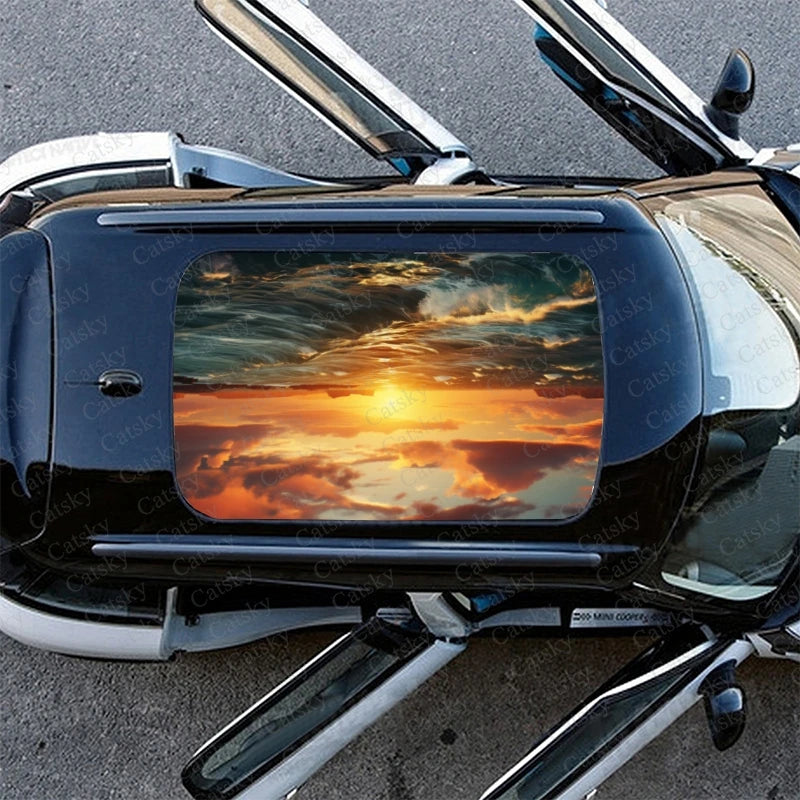 Sea Beach with Sunset Car Roof Sticker Wrap Racing SUV Accessories Packaging Painted PVC Custom Car Graphic Decal