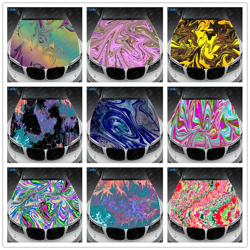 Modern Abstract Art Print Car Hood Vinyl Stickers Wrap Vinyl Film Engine Cover Decals Sticker on Car Auto Accessories