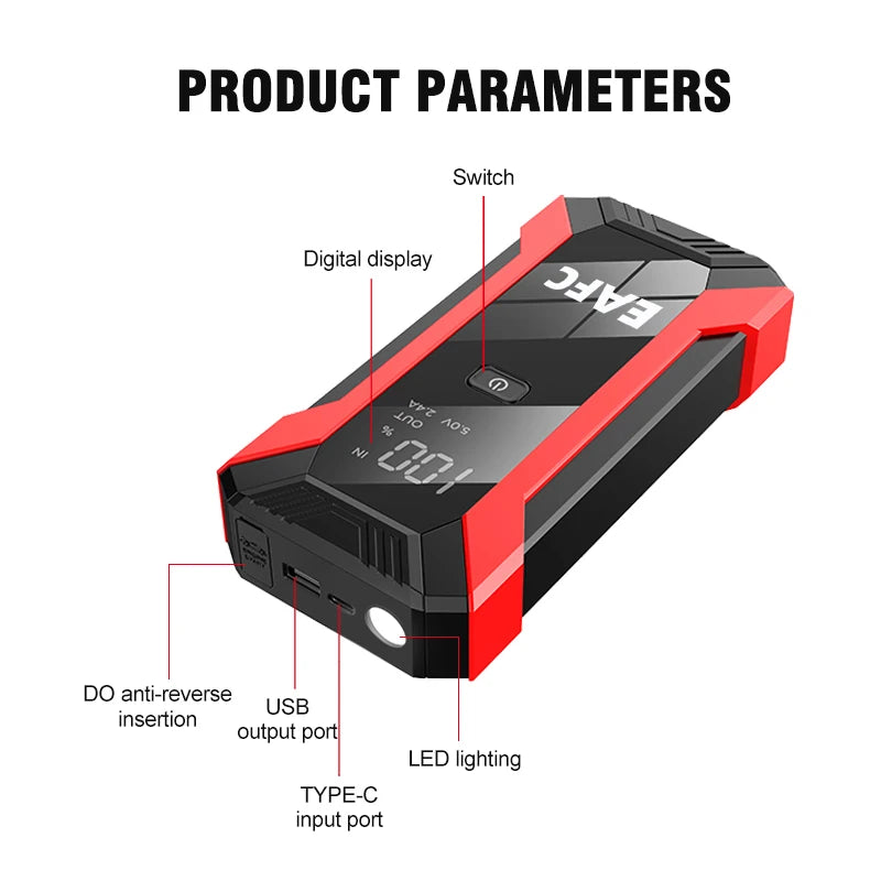 NEW 12V Car Jump Starter Suitable for Diesel and Gasoline Vehicles Multi-Function Portable Battery Starter Super Starting Device