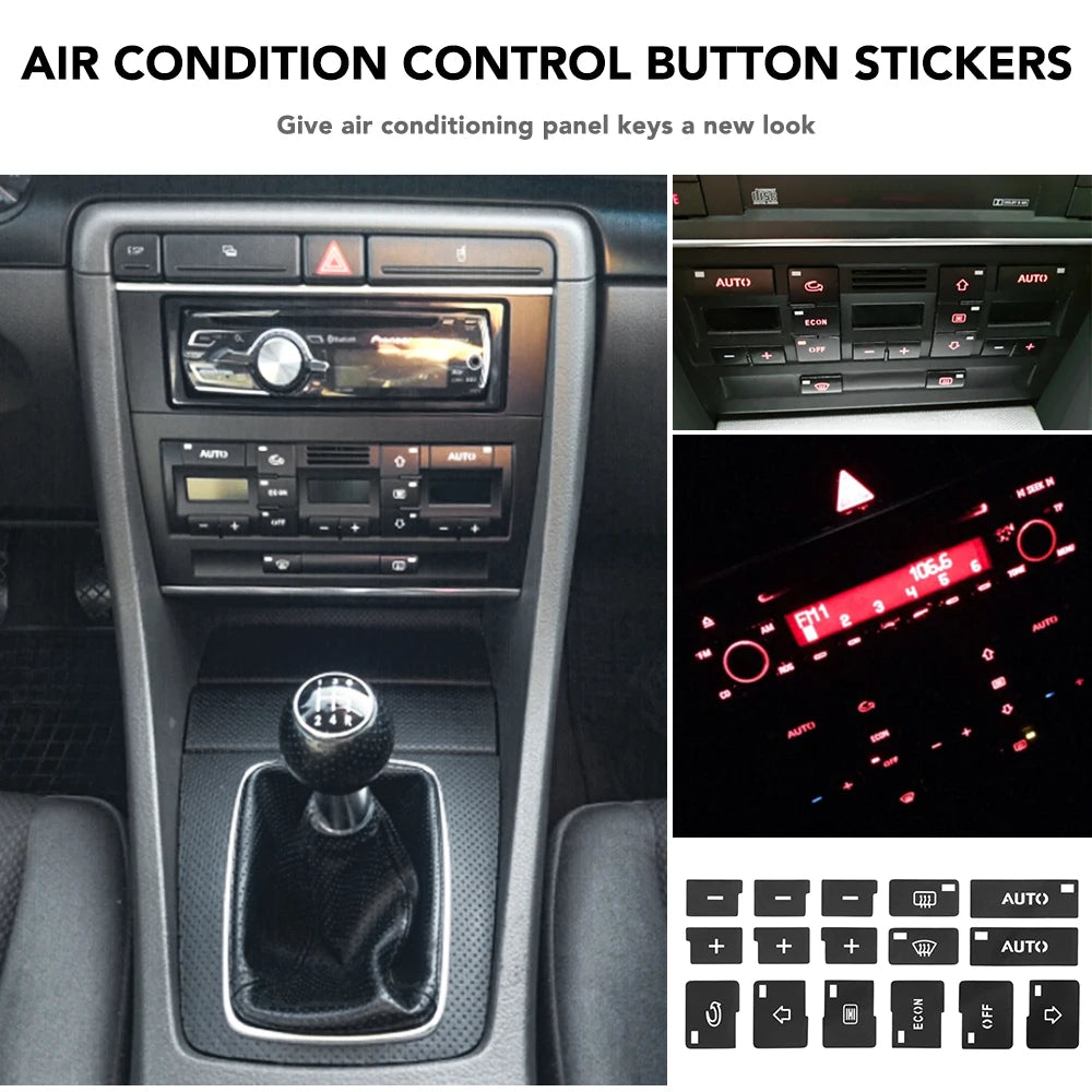 1x Car Air Condition AC Climate Control Button Repair Stickers Decals Styling Decors For Audi A4 B6 B7 2000 2001 2002 2003 2004