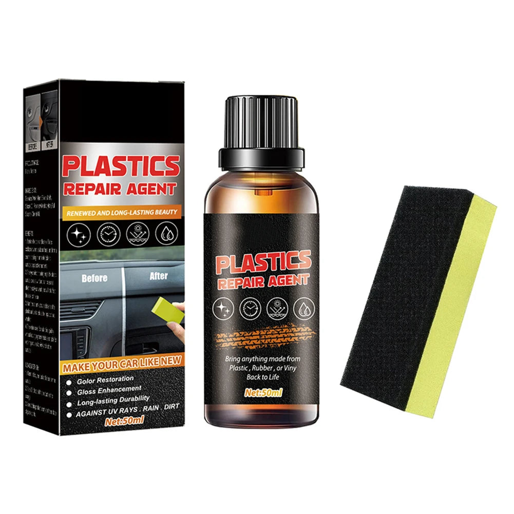 1Pcs 50mL Car Interior Plastic Leather Restorer Refurbishment Paste Sponge ABS Car Paint Protection Spray Cleaning Care Agents