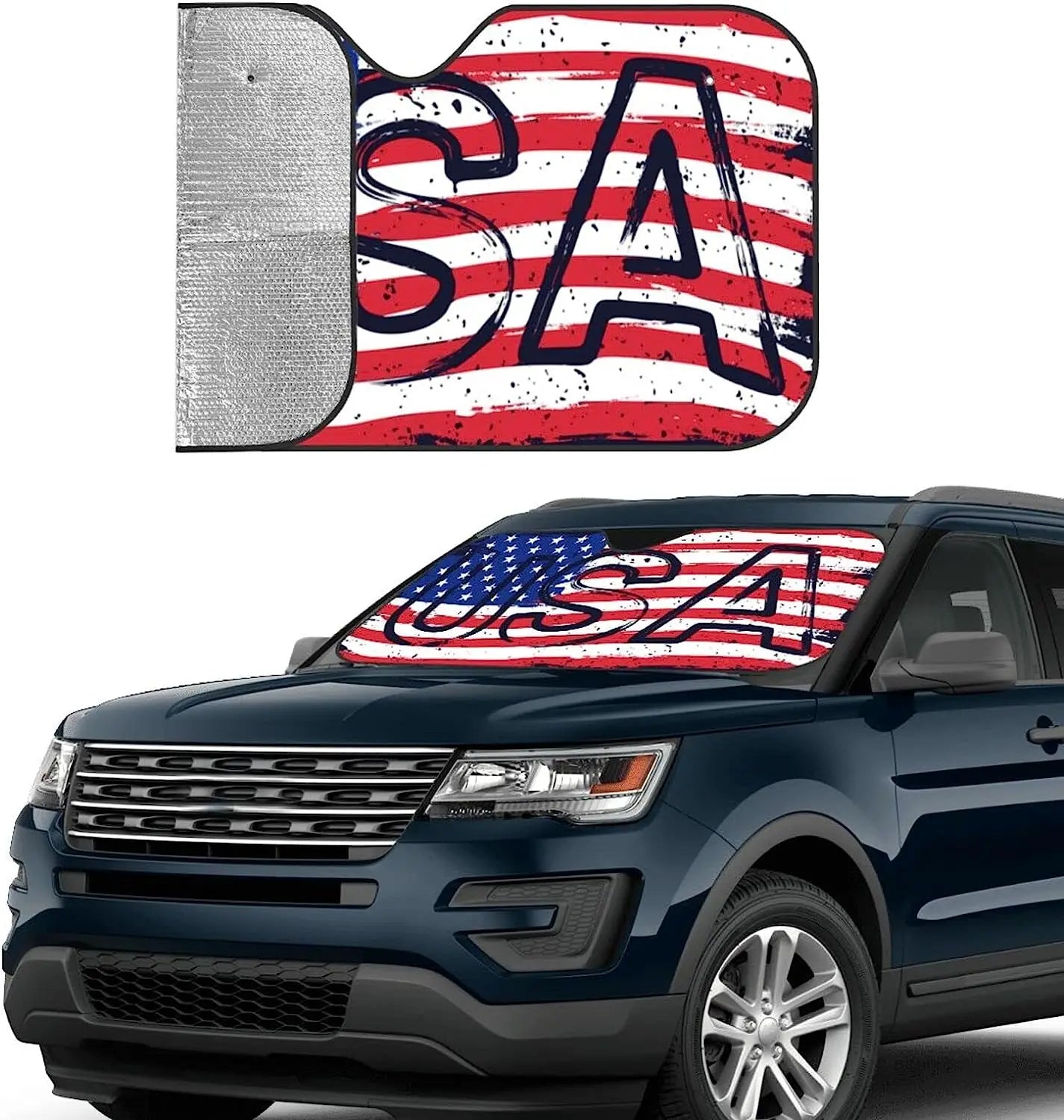 American Flag USA Car Windshield Sunshade Car Front Window Sunshade Sun Visor Protector Keeps Out Uv Rays Car Truck SUV