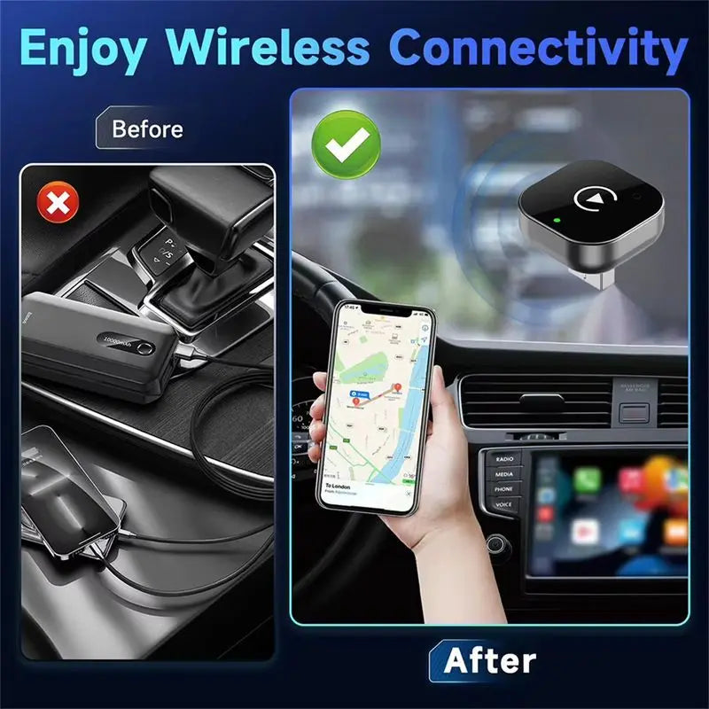 LAESD Q1A Wireless Dual-Band Car Adapter 2 in 1 Plug and Play Mini USB Compact Design