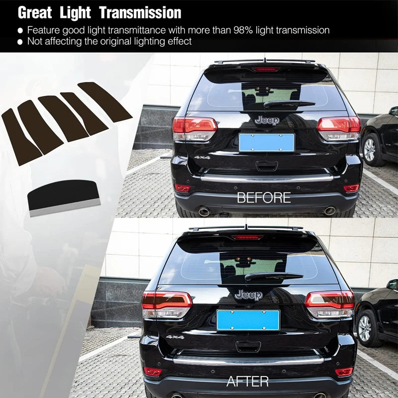 Taillight Rear Reflector Light Overlay Tint Covers Decal , for 2014-2021 Jeep Grand Cherokee (Vinyl)-6 Pcs/Set