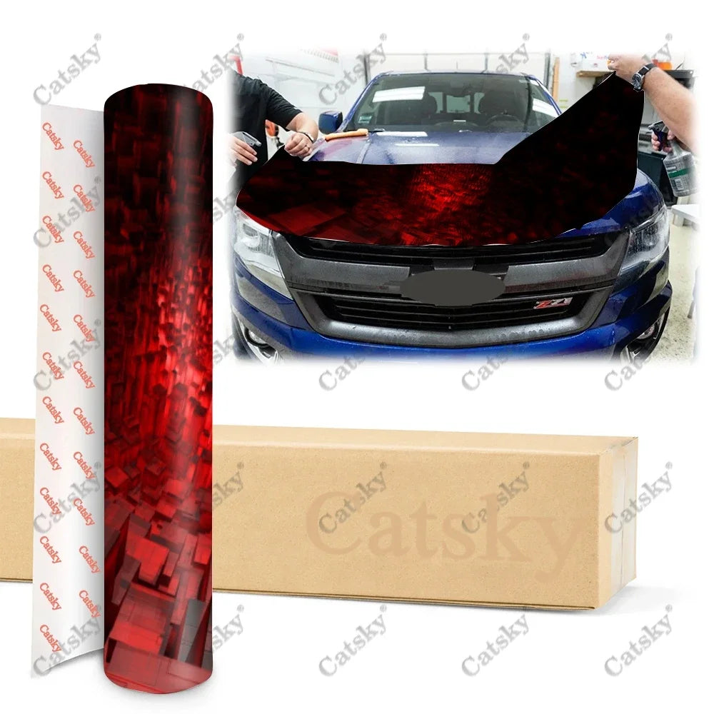 Abstract - Red Car Hood Vinyl Stickers Wrap Vinyl Film Engine Cover Decals Sticker Universal Car Hood Protective Film