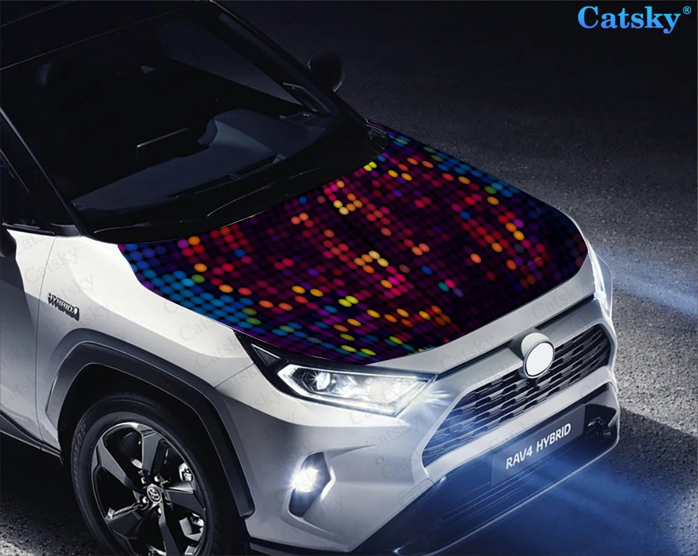 Abstract Dots Art Print Car Hood Vinyl Stickers Wrap Vinyl Film Engine Cover Decals Sticker on Car Auto Accessories