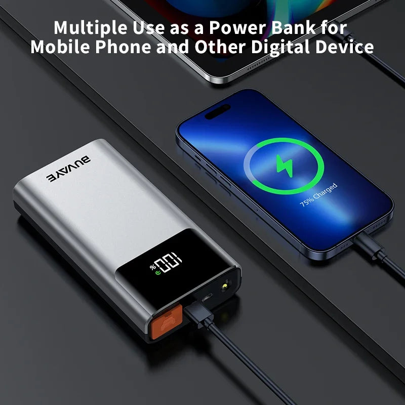 BUWEI 3 In 1 Car Jump Starter Power Bank LED Lighting Portable Car Battery Booster Small Battery Starter Device For 12V Cars