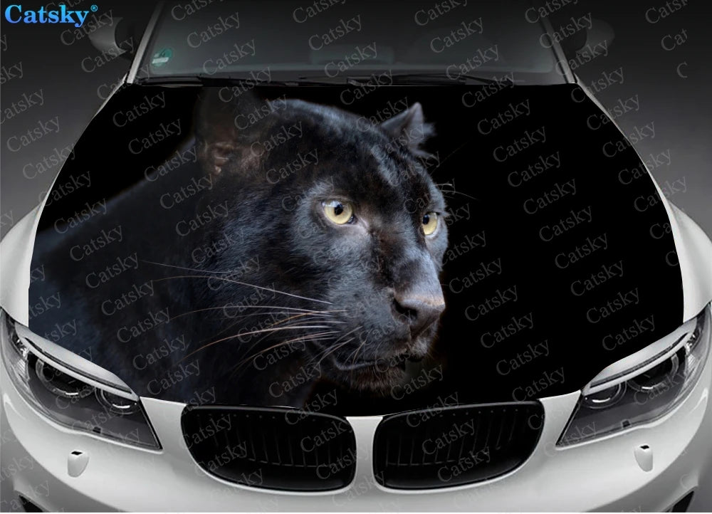 Animal - Black Panther Car Hood Vinyl Stickers Wrap Vinyl Film Engine Cover Decals Sticker Universal Car Hood Protective Film