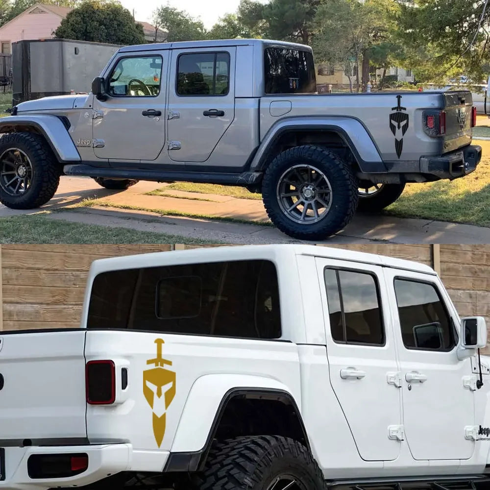 For Jeep Gladiator JT Pickup Rear Trunk Bed Side Stickers Truck Graphics Shield Sword Decor Decals Vinyl Cover Auto Accessories