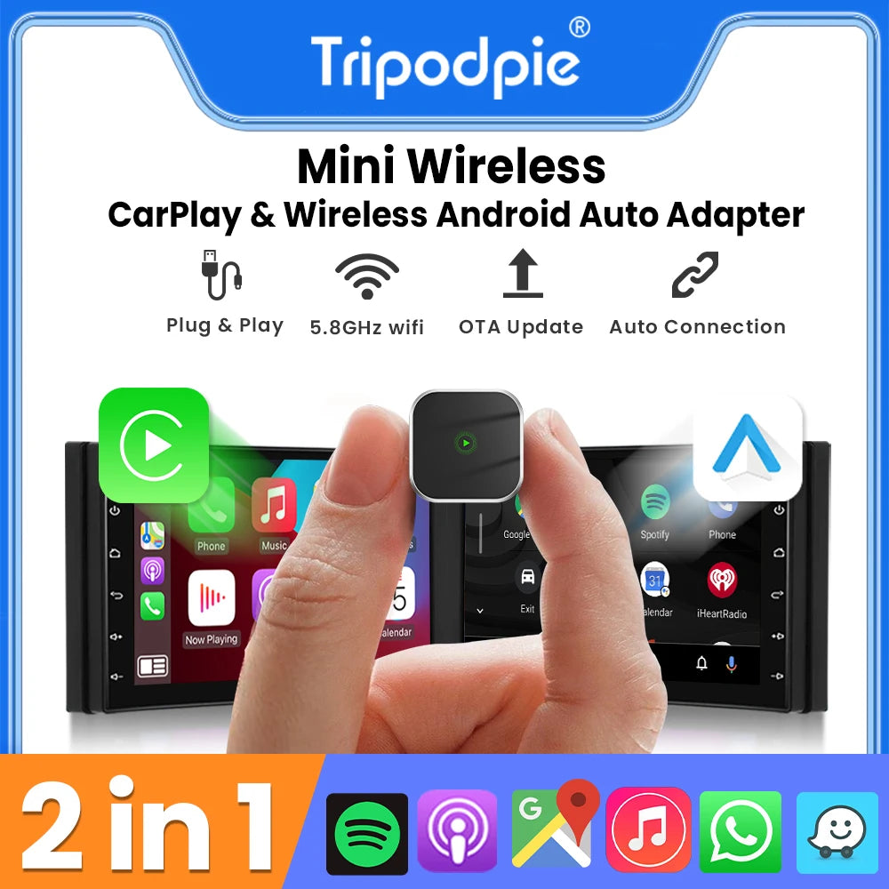 CarPlay Android Auto Wireless Adapter Plug And Play Bluetooth WiFi Auto Connection For Kia Jeep Audi Volvo Peugeot Opel Renault