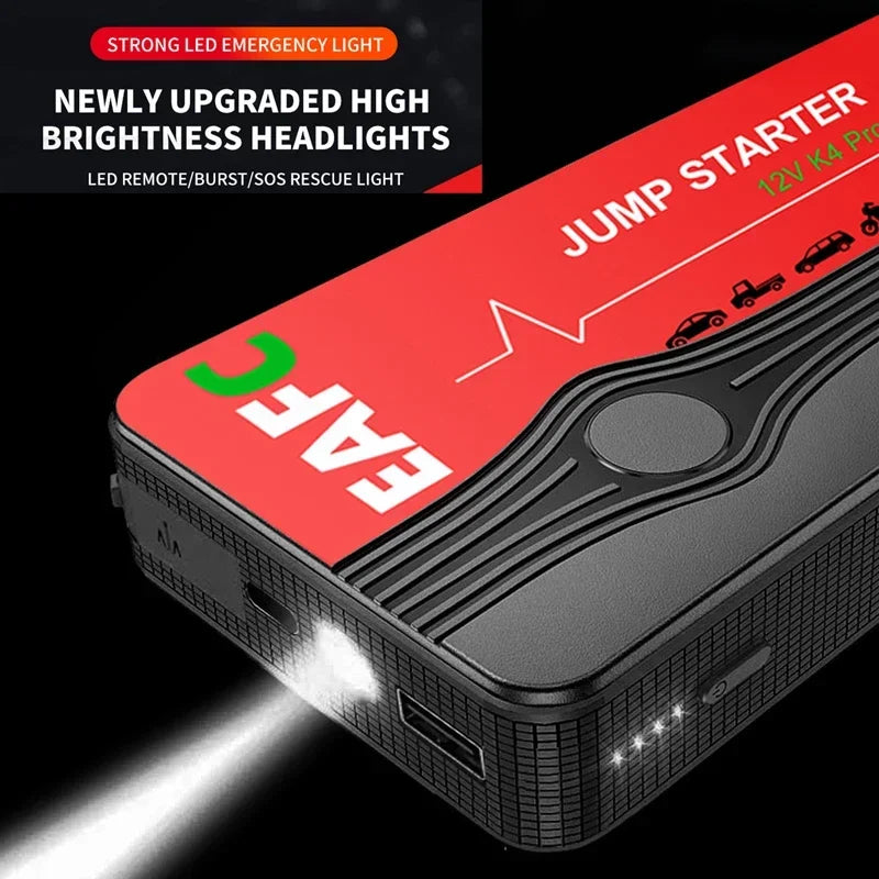 Car Battery Starter Portable Charger Auto Jump Starter 12V Petrol Diesel Car Emergency Booster Start with LED Light