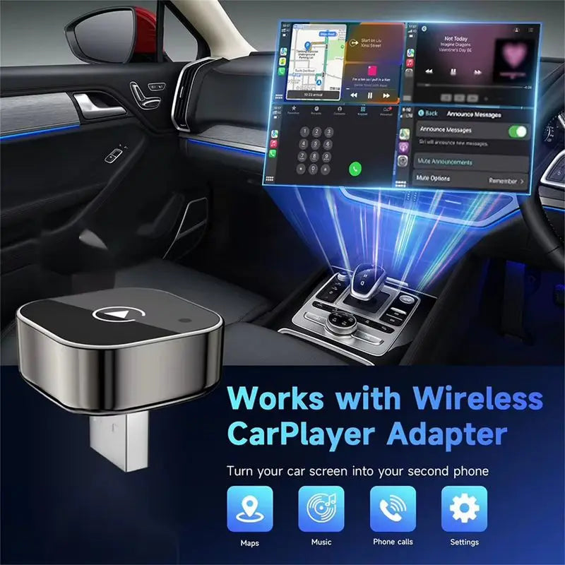 LAESD Q1A Wireless Dual-Band Car Adapter 2 in 1 Plug and Play Mini USB Compact Design