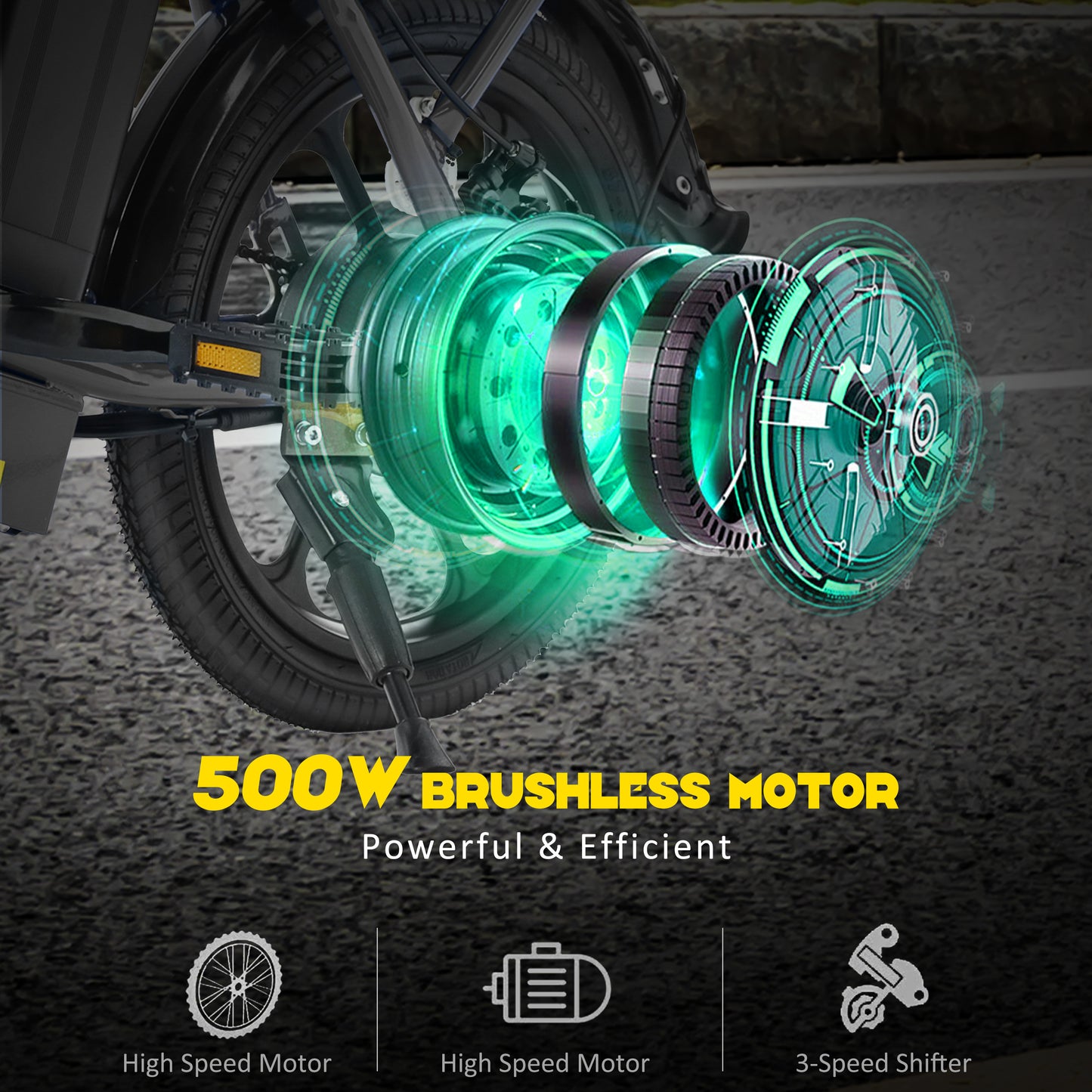 Adult Electric Bicycles 500 W Motor 15.5 MPH Max Speed, 16inch Tire, 42 V 10.4 AH Removable Battery for Electric Bike, Multi-Shock Absorption, City Commuter, Fold able Adult Electric Bicycle