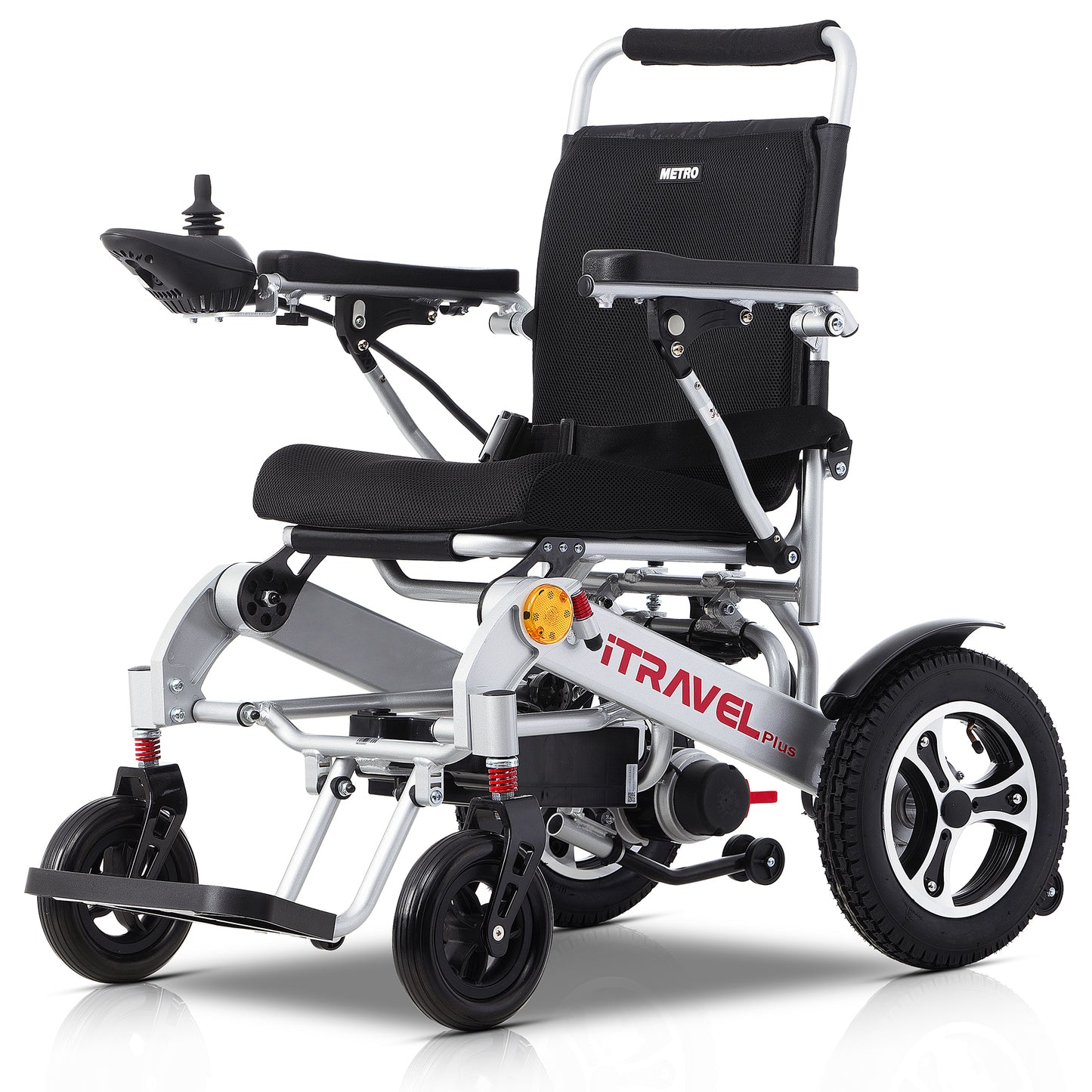 Intelligent Lightweight Foldable Electric Wheelchairs, Compact Power Wheelchair, Portable Folding Carry Wheelchair--SILVER