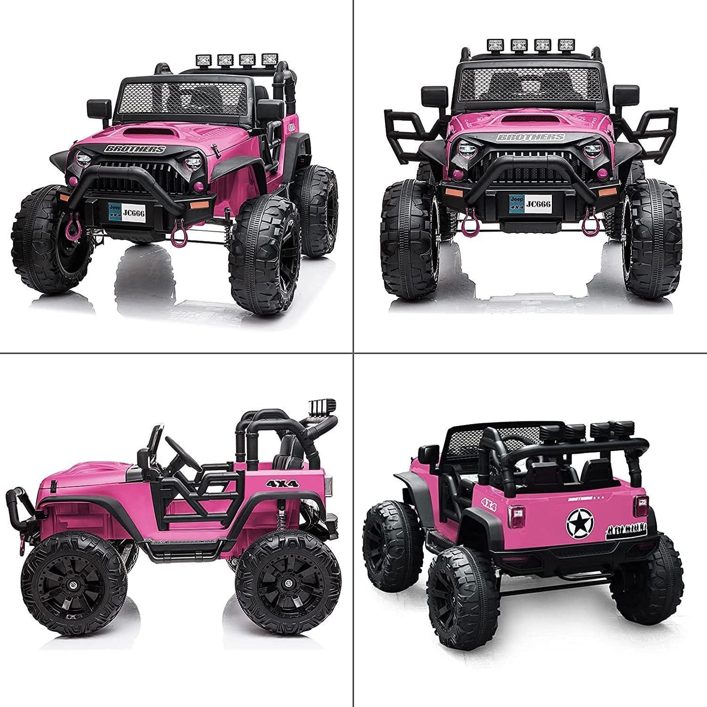 24V Ride on Car Truck with Remote Control, 2 Seater Kids Electric Car, Spring Suspension, 9Ah Battery Powered, 3 Speeds, Double Doors, Music Player