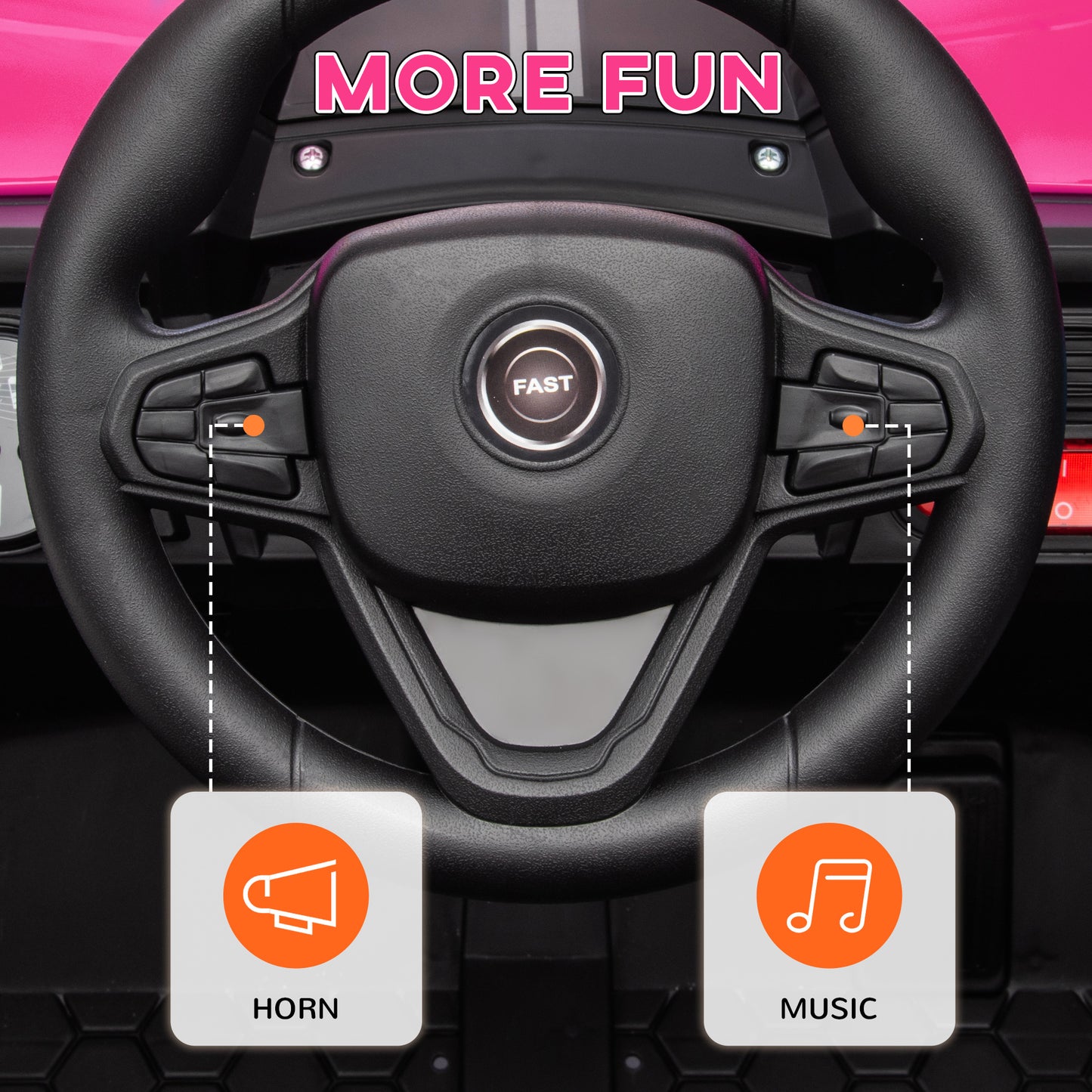 Qaba 12V Kids UTV, Battery Powered Ride on Truck, 3.7 MPH Off-Road Electric Car with Remote Control, 4-Wheel Suspension, LED Headlights, 3 Speeds, Horn & Music, for Boys and Girls, Pink