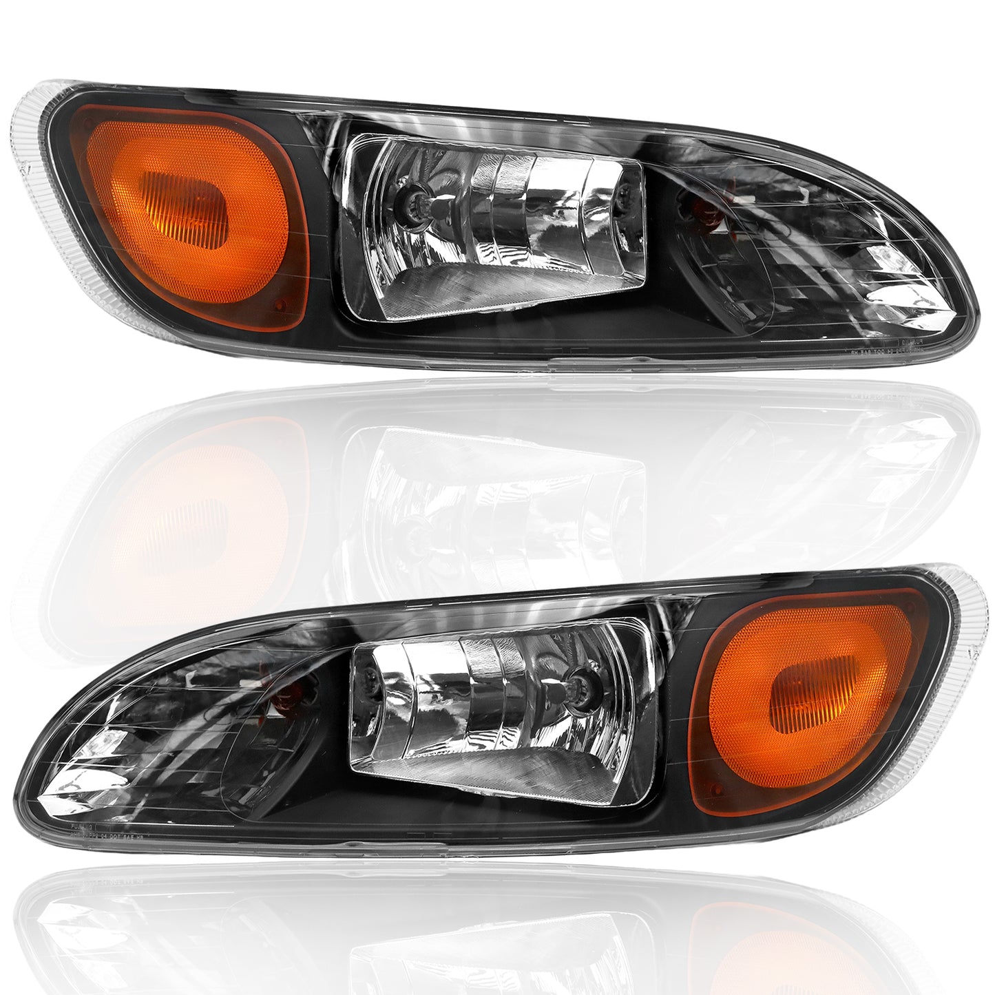 Black Headlight Assembly Fit For 2005-2015 Peterbilt 325 330 335 337 340 348 382 384 386 387, Left/Driver and Right/Passenger Pair Side