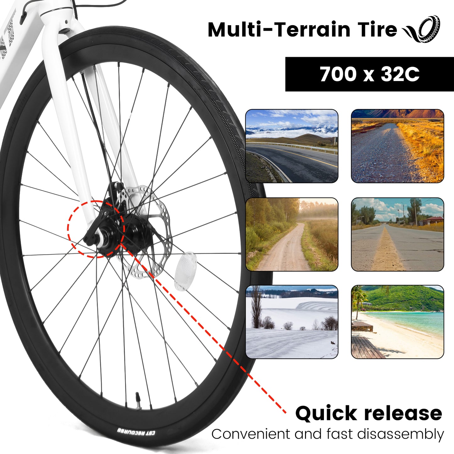 A28314 700C Road Bike, 14-Speed Disc Brakes Outdoor Bike, Light Weight Aluminum Frame ,Racing Bike City Commuting Road Bicycle for Men Women