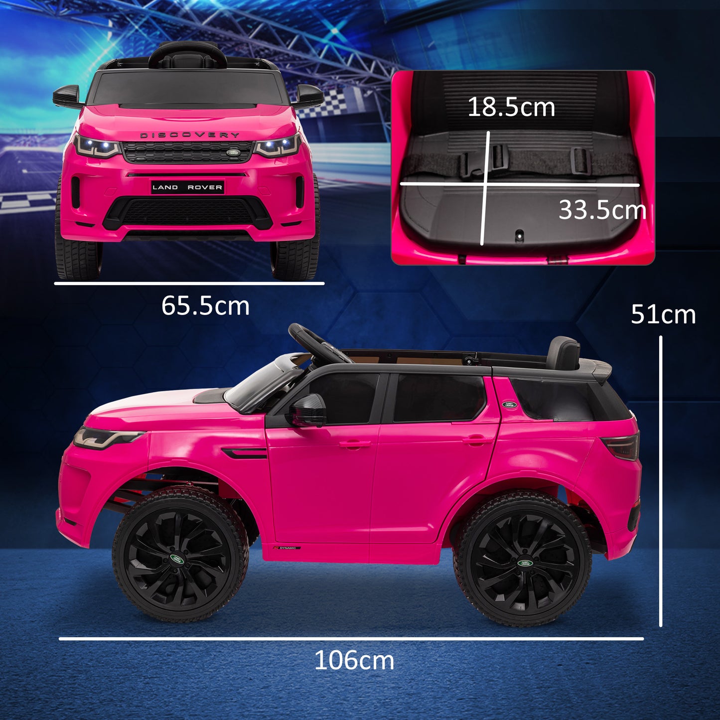 Qaba Land Rover Discovery Sport Licensed 12V Kids Ride on Car, Battery Powered Kids Electric Car with Remote Control, Soft Start, LED Lights, Music Horn, 3 Speeds, Pink