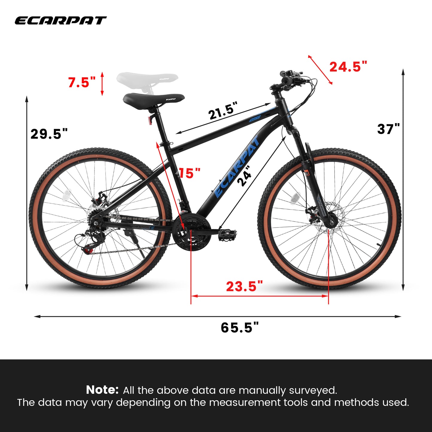 A24301 Mountain Bike 24 Inch Wheels, 21-Speed Mens Womens Trail Commuter City Mountain Bike,High Carbon steel Frame Disc Brakes Thumb Shifter Front Fork Bicycles