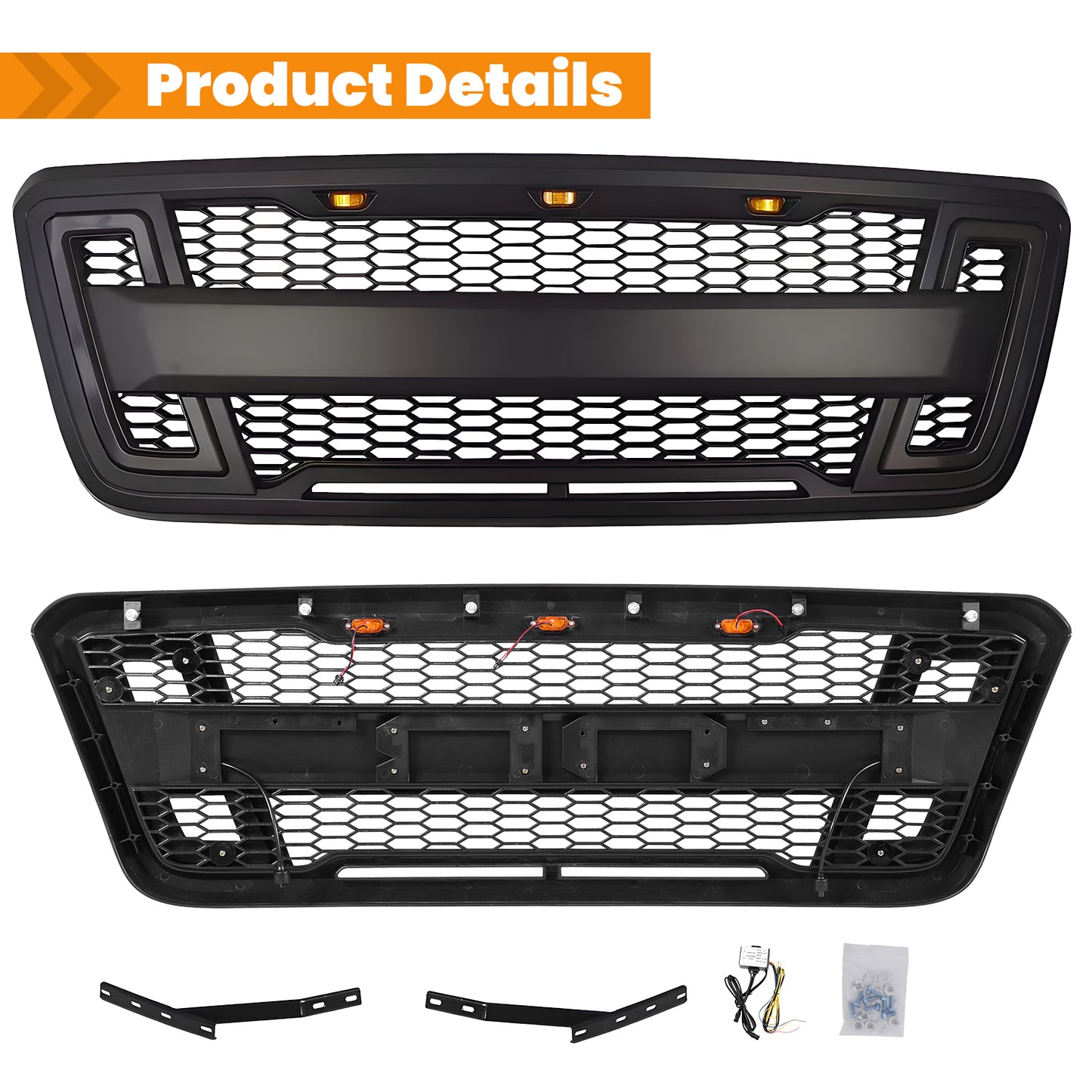 Front Grille Guard for 2004-2008 Ford F150 with LED Lights