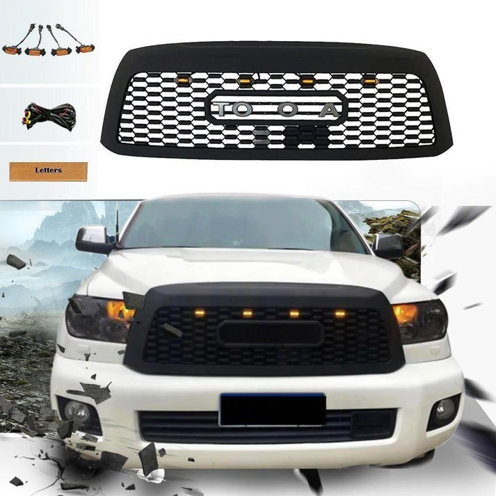 Front Grille For 2010 2011 2012 2013 2014 2015 2016 2017 2018 Toyota Sequoia TRD PRO Grille W/letters W/lights