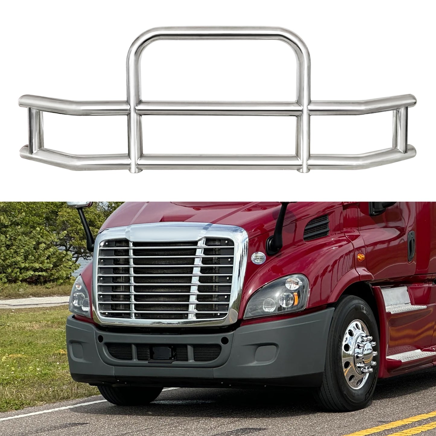 Front Bumper Deer Guard for Freightliner Cascadia 2008-2017 with Bracket G04020