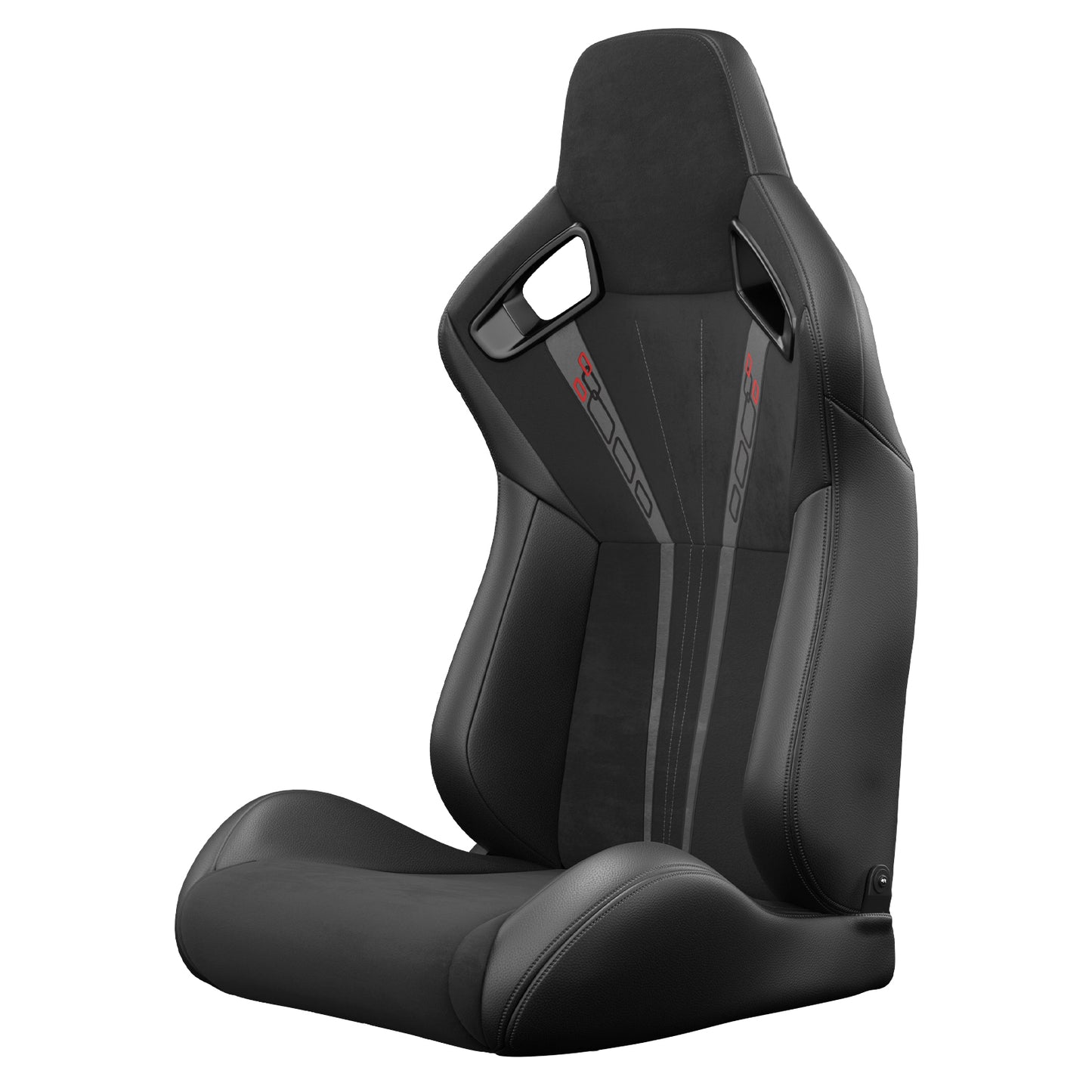 2PC Universal Bucket Racing Seats Red Stitch Red PVC Leather Reclinable Carbon Look Leather Back With Adjustor Slider(Not Including Seat Bracket ) 1 box of 2 pieces