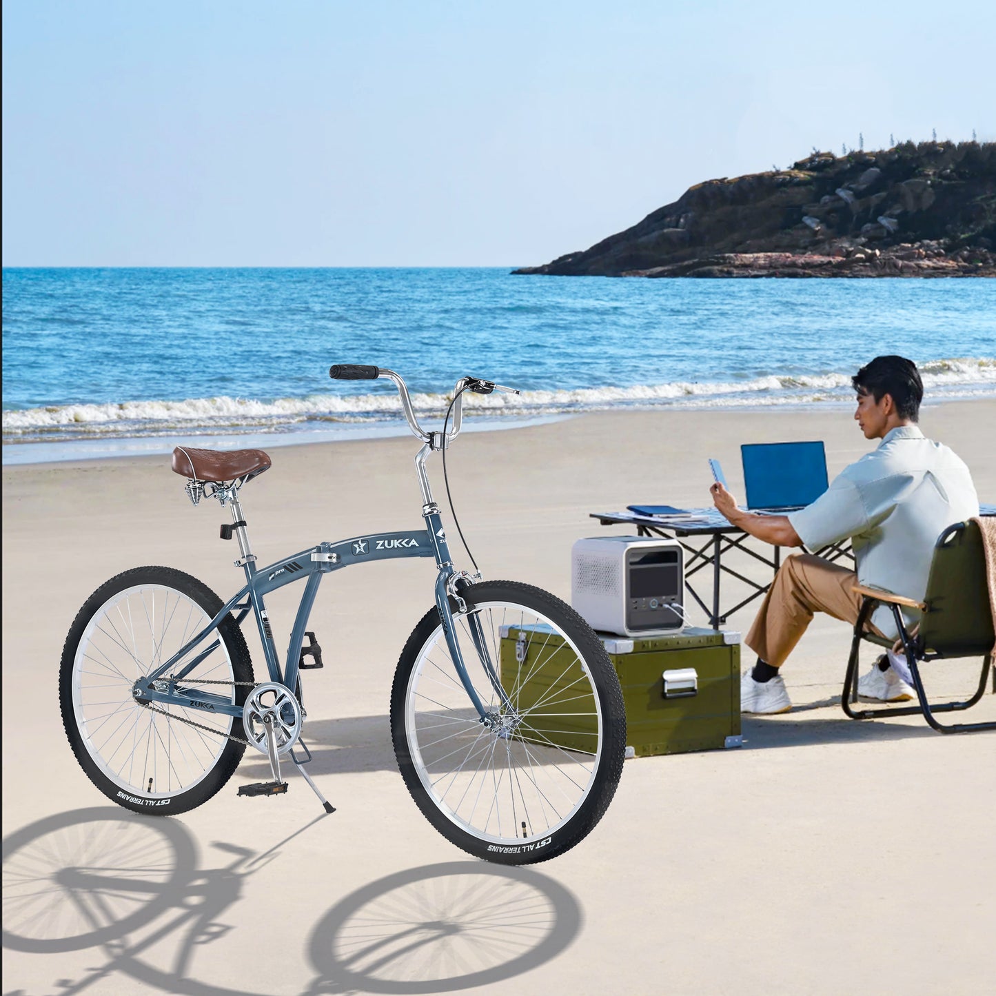 Single Speed Folding Bicycles, Multiple Colors 26"Inch Beach Cruiser Bike