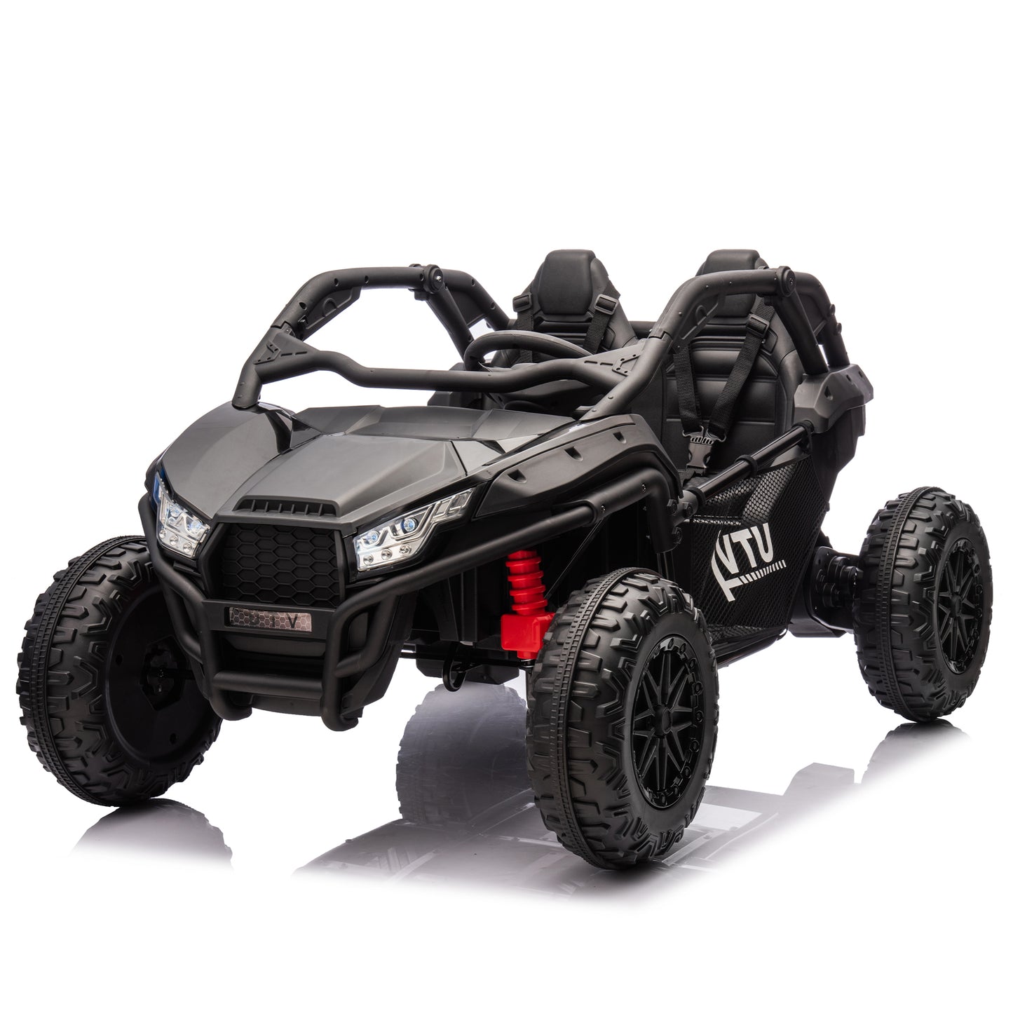 24V Two-seater Kids Ride On UTV w/Parents Control,20in seat width,400W Super high power,Four-wheel Suspension,Bluetooth,MP3,USB,LED Light,Horn,Rear storage space,Speeds 3.73-4.97MPH For Kids aged 3+.
