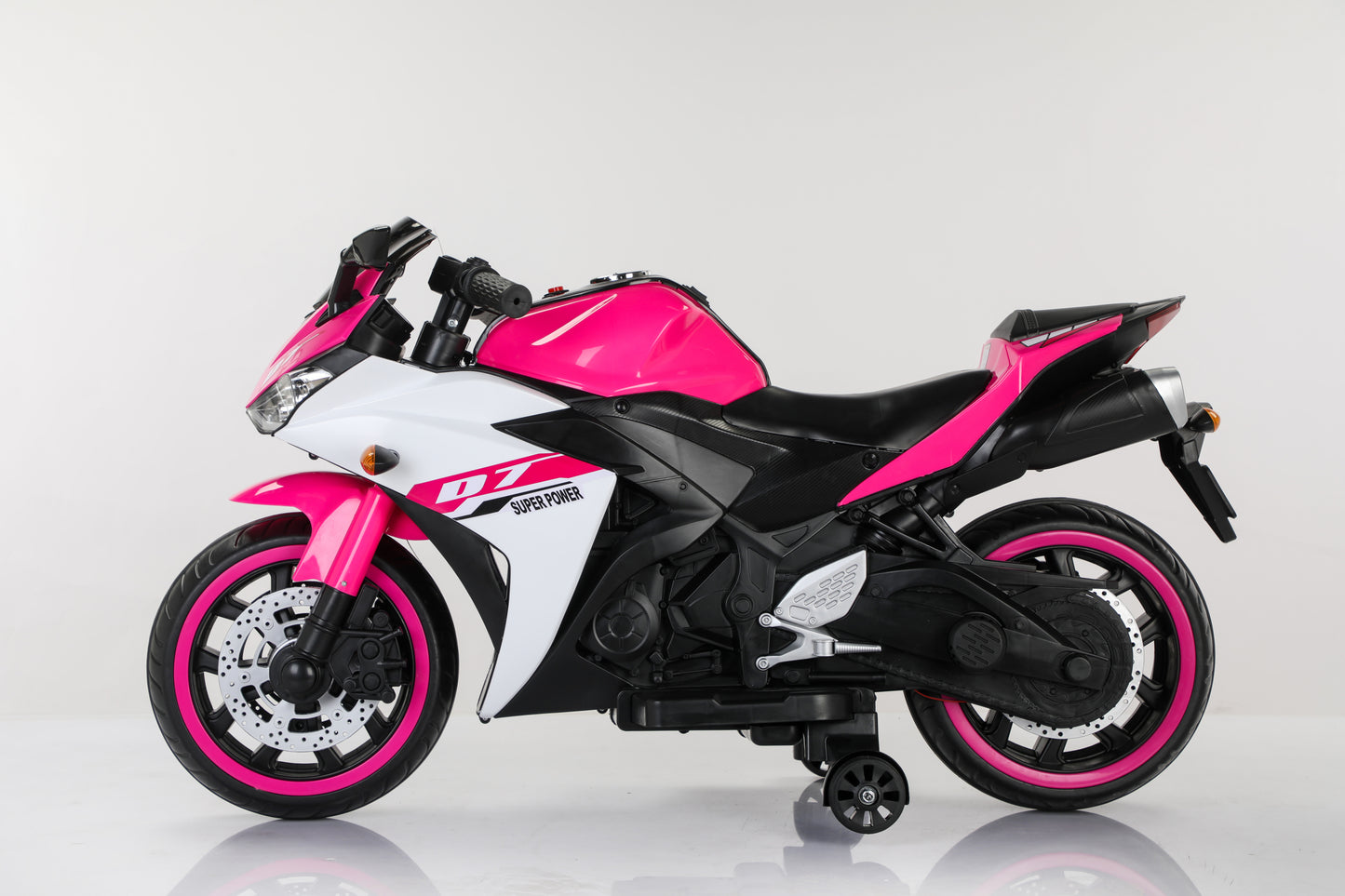 Electric motorcycle/ 12V Kids toys motorcycle/Kids electric car/electric ride on toys for 3 4 5 6 years Boys Girls with Training Wheels/manual throttle/ drive by hand/Lighting wheels
