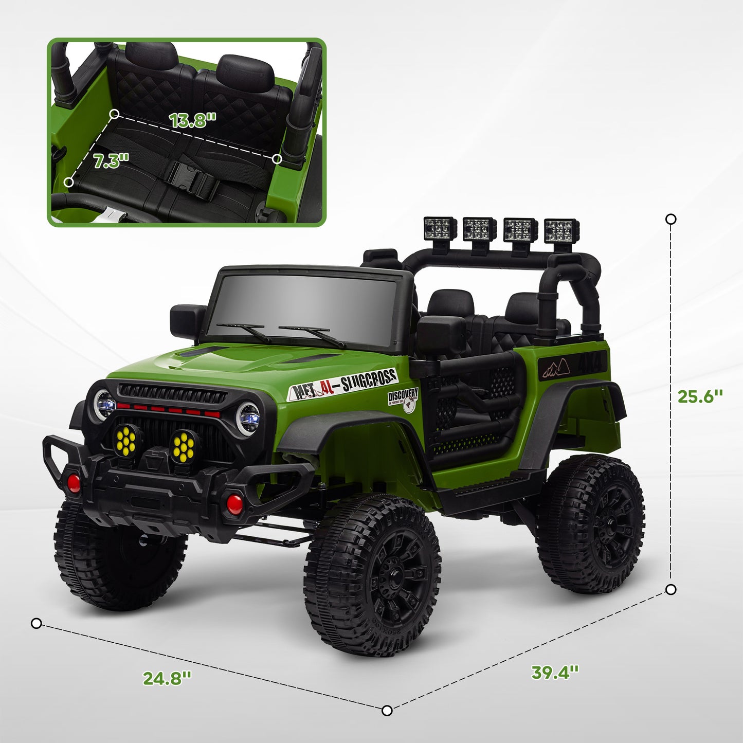 Qaba 12V Ride on Truck, Electric Car for Kids, Battery Powered Ride on Car, Parent Remote, 4 Suspension Wheels, Music Horn LED Lights, Green
