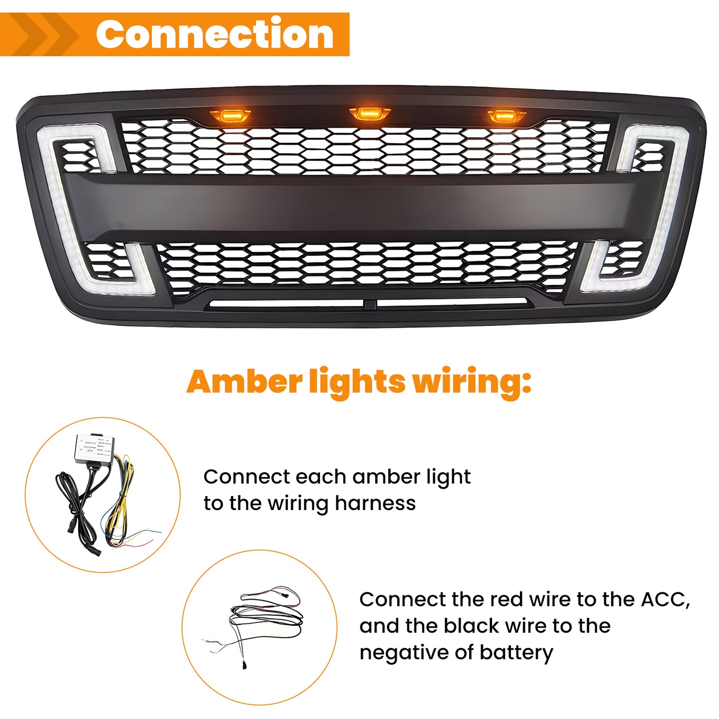 Front Grille Guard for 2004-2008 Ford F150 with LED Lights
