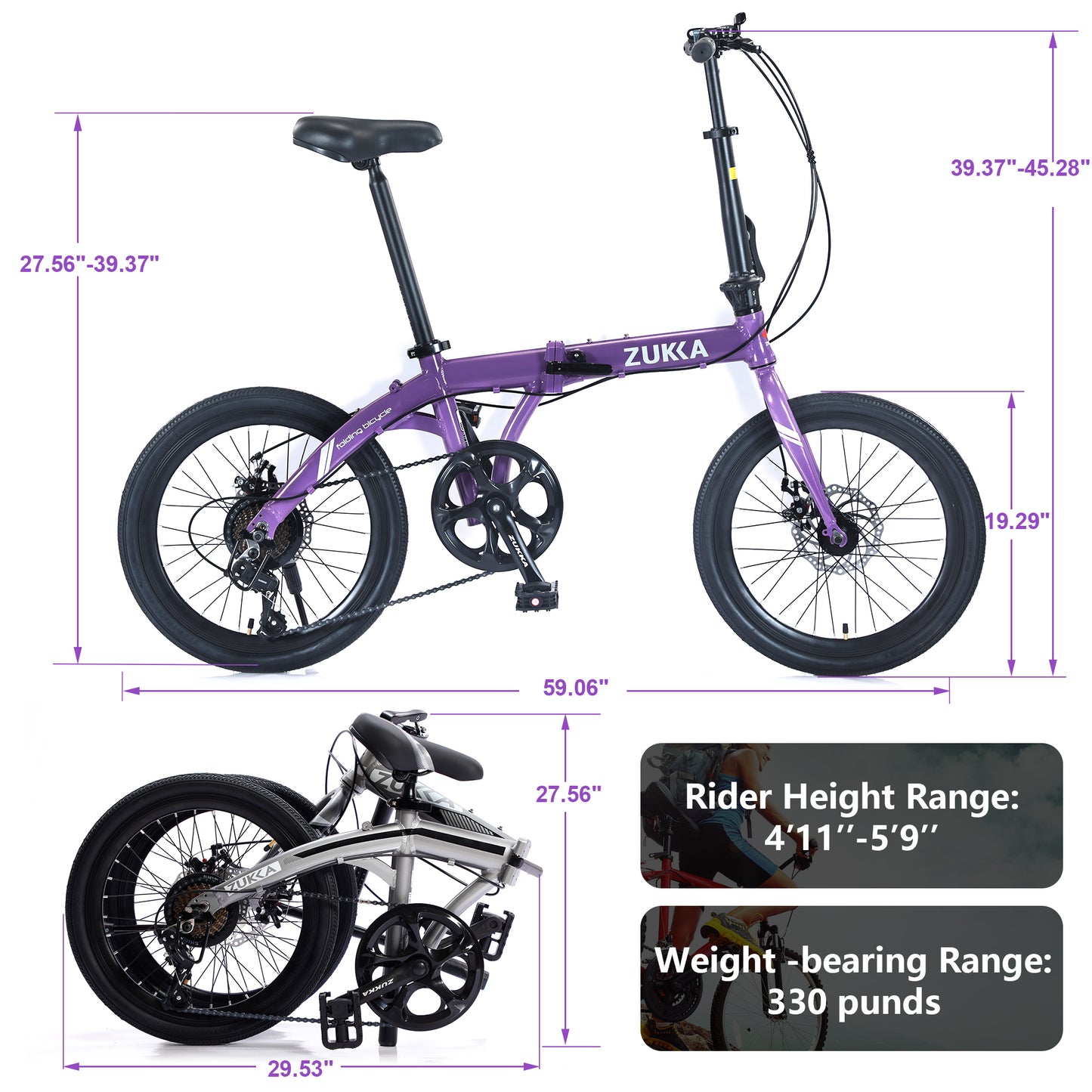 20 " folding city bike aluminum frame 8 speed folding bike