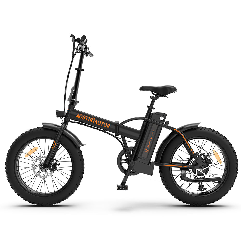 AOSTIRMOTOR Folding Electric Bike Ebike Bicycle 500W Motor 20' Fat Tire With 36V/13Ah Li-Battery Beach Snow Bicycle A20