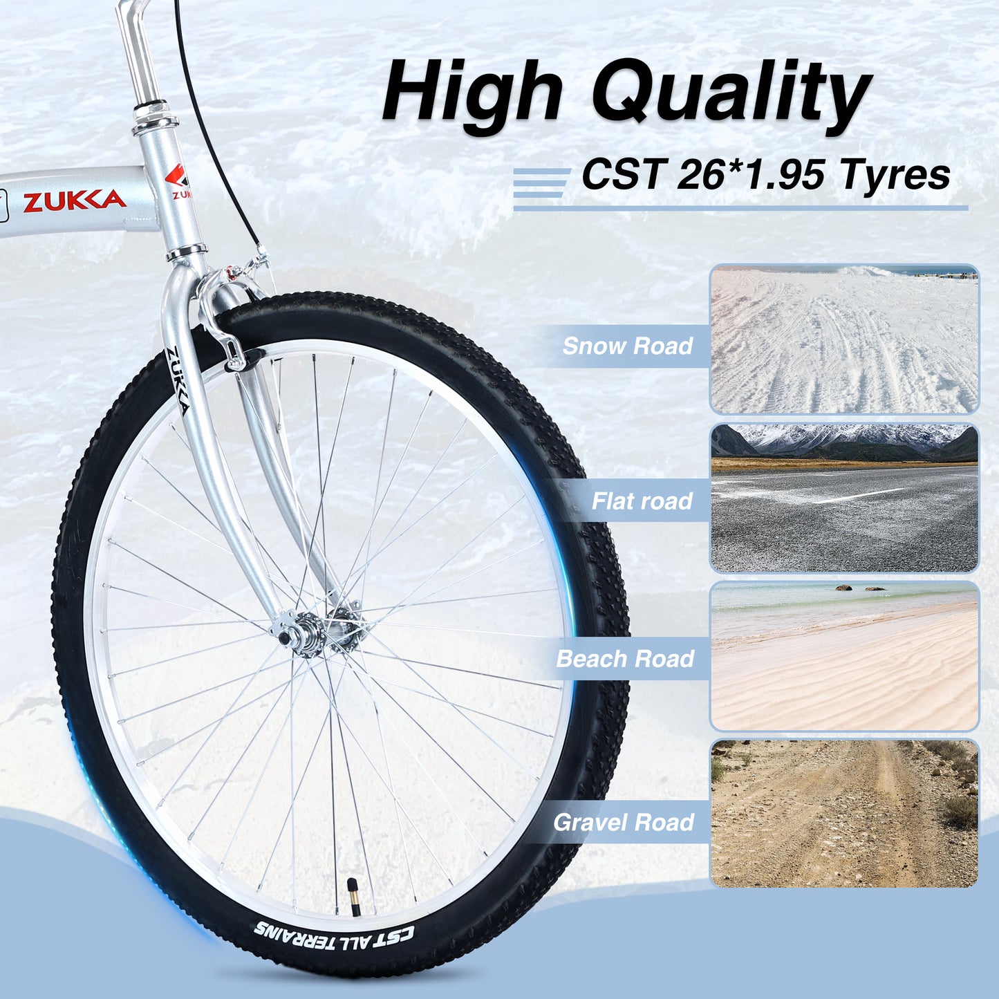 Single Speed Folding Bicycles, Multiple Colors 26"Inch Beach Cruiser Bike