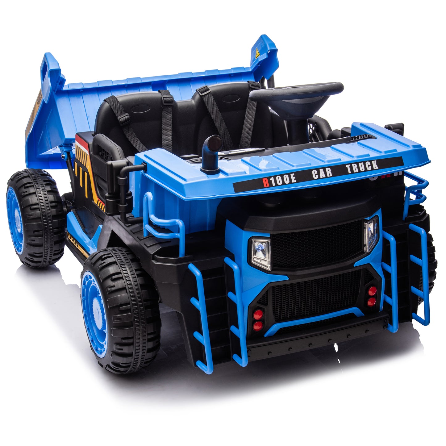 24V Two-seater Kids Ride On Electric Car W/parents control,Seat width 19.69in,400W motor,E-rear dump,light&rear searchlight,USB,MP3,Bluetooth,Music,Provide a Speed of 3.11-4.97MPH For Kids Aged 3+.