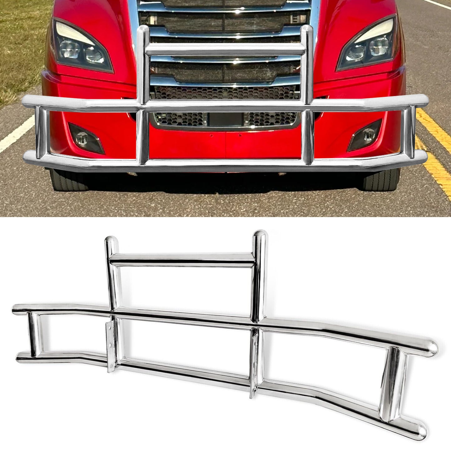 Front Bumper Deer Guard for Freightliner Cascadia 2018-2022 with Bracket G04018