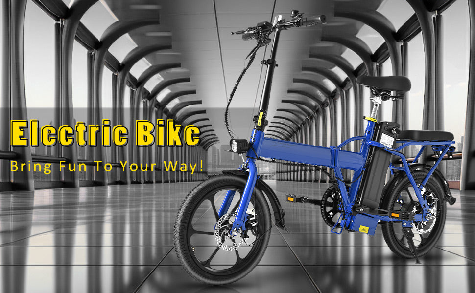 Adult Electric Bicycles 500 W Motor 15.5 MPH Max Speed, 16inch Tire, 42 V 10.4 AH Removable Battery for Electric Bike, Multi-Shock Absorption, City Commuter, Fold able Adult Electric Bicycle